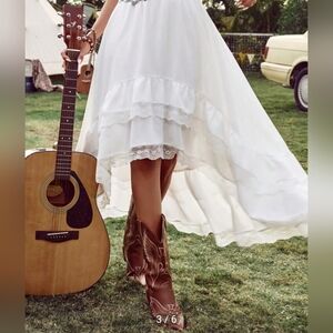 Shein White Lace High-Low Ruffle Skirt